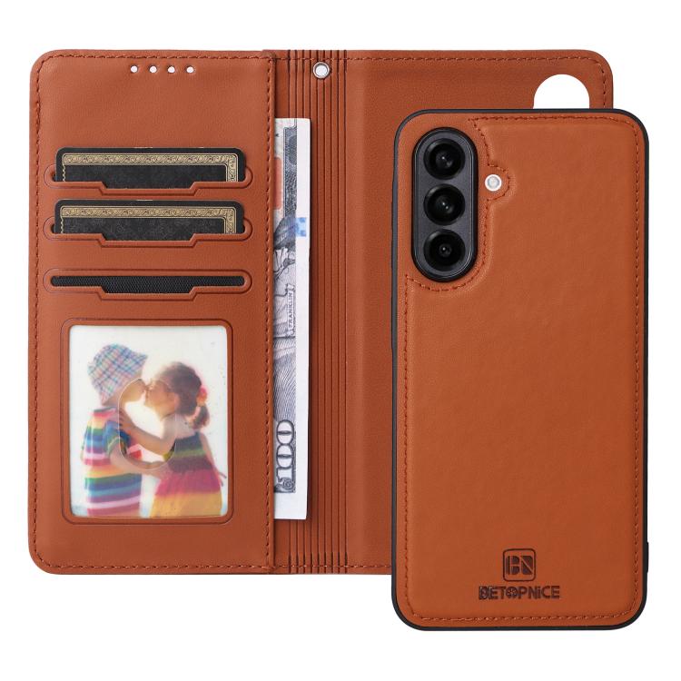 For Samsung Galaxy A56 5G BETOPNICE BN-005 2 in 1 Detachable Imitate Genuine Leather Phone Case(Brown)