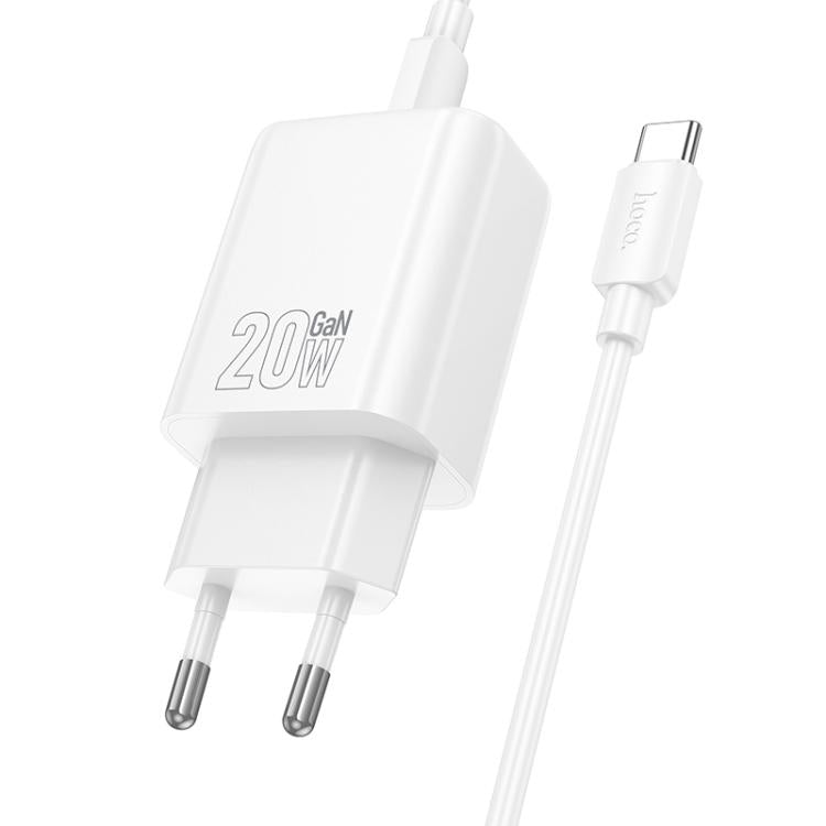hoco N60 PD20W Type-C Charger Set with 1m Type-C to Type-C Cable, Specification:EU Plug(White)
