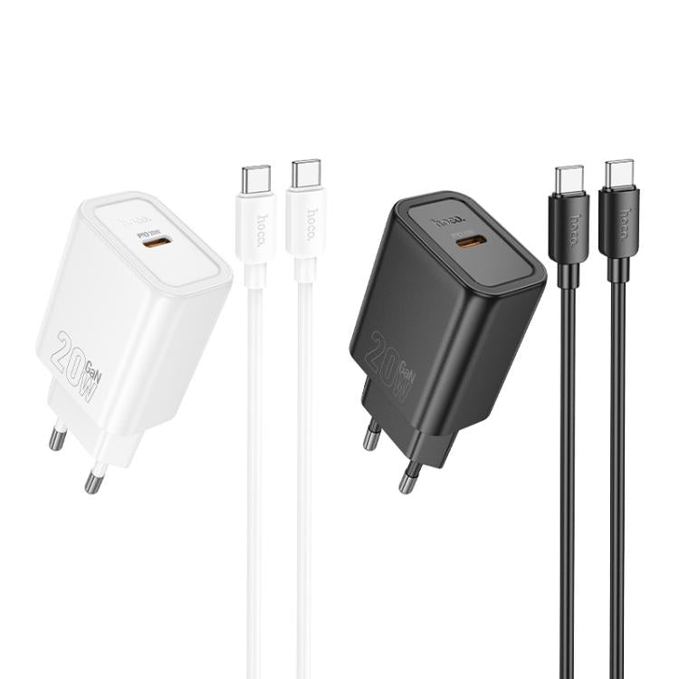 hoco N60 PD20W Type-C Charger Set with 1m Type-C to Type-C Cable, Specification:EU Plug(Black)