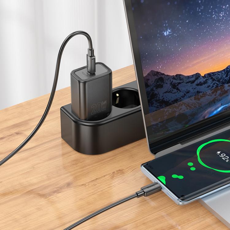 hoco N60 PD20W Type-C Charger Set with 1m Type-C to Type-C Cable, Specification:EU Plug(Black)