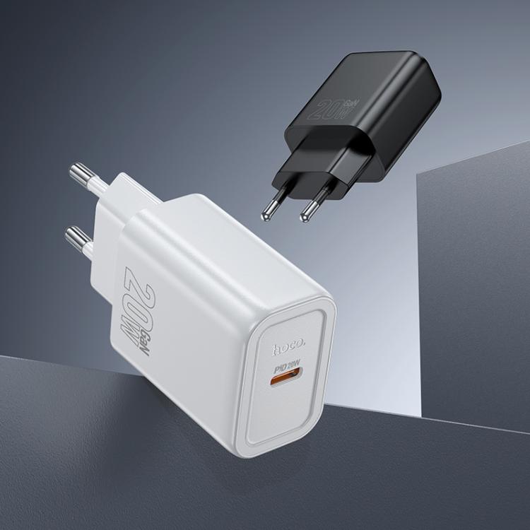 hoco N60 PD20W Type-C Charger Set with 1m Type-C to Type-C Cable, Specification:EU Plug(Black)