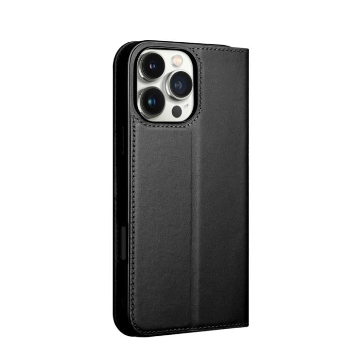 For iPhone 16 Pro Max QIALINO Classic Gen2 Genuine Leather Phone Case(Black)