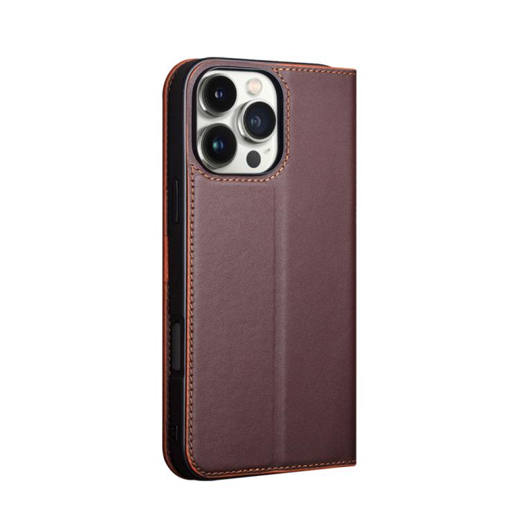 For iPhone 16 Pro Max QIALINO Classic Gen2 Genuine Leather Phone Case(Brown)