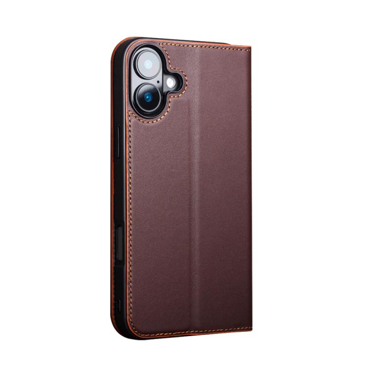 For iPhone 16 QIALINO Classic Gen2 Genuine Leather Phone Case(Brown)