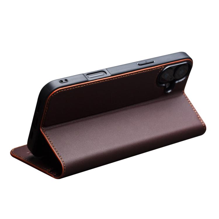 For iPhone 16 QIALINO Classic Gen2 Genuine Leather Phone Case(Brown)