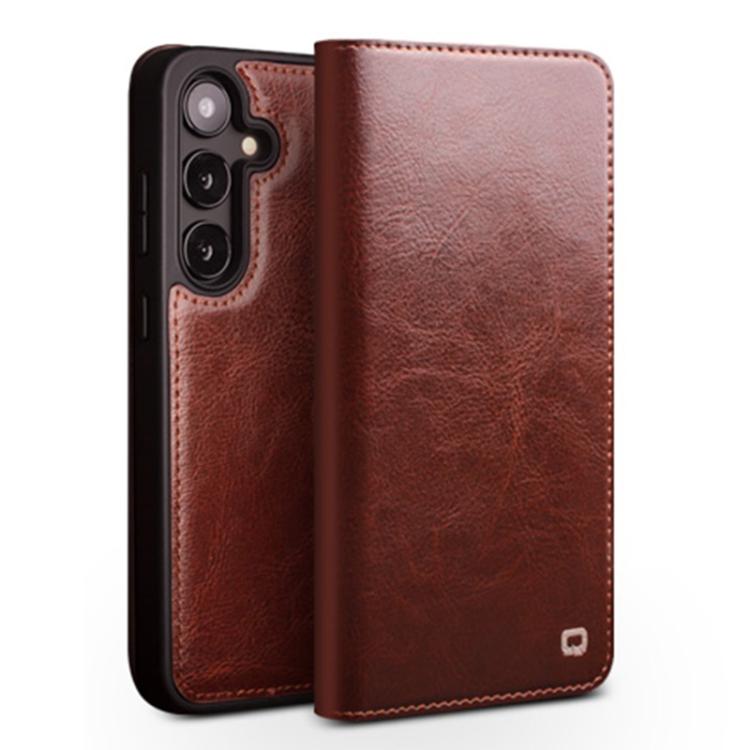 For Samsung Galaxy S25 5G QIALINO Genuine Leather Phone Case(Brown)