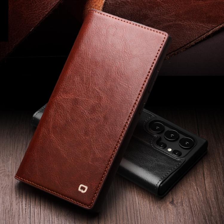 For Samsung Galaxy S25+ 5G QIALINO Genuine Leather Phone Case(Brown)