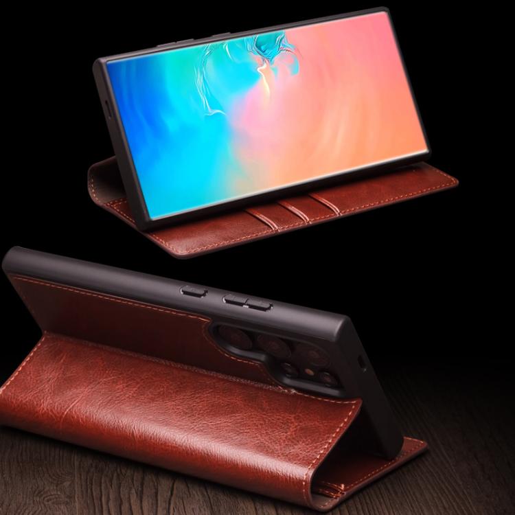 For Samsung Galaxy S25+ 5G QIALINO Genuine Leather Phone Case(Brown)