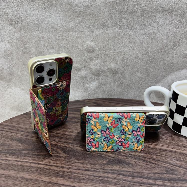 For iPhone 16 Denior D24 Paint MagSafe Card Slot Phone Case(Blue Butterflies)