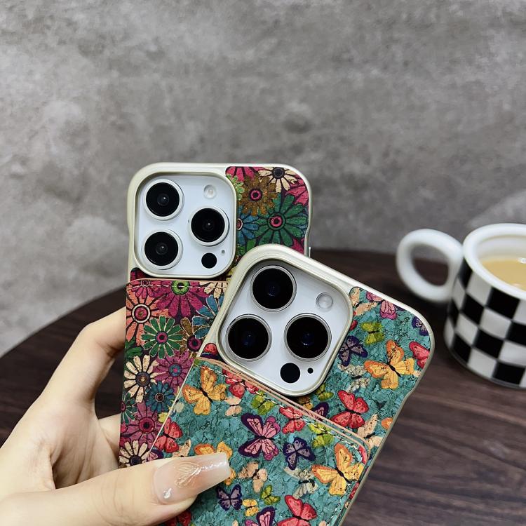 For iPhone 16 Denior D24 Paint MagSafe Card Slot Phone Case(Green Sunflower)