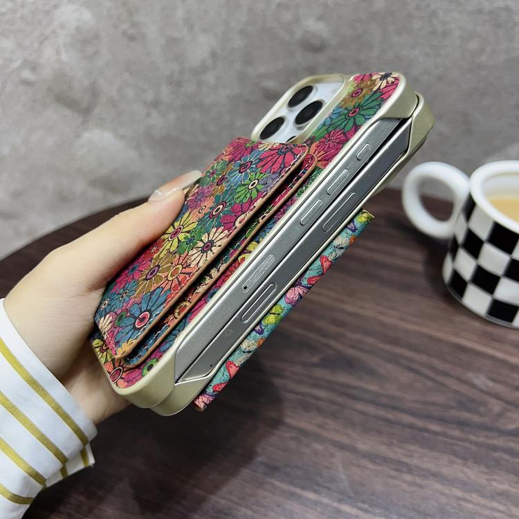 For iPhone 15 Pro Denior D24 Paint MagSafe Card Slot Phone Case(Blue Butterflies)