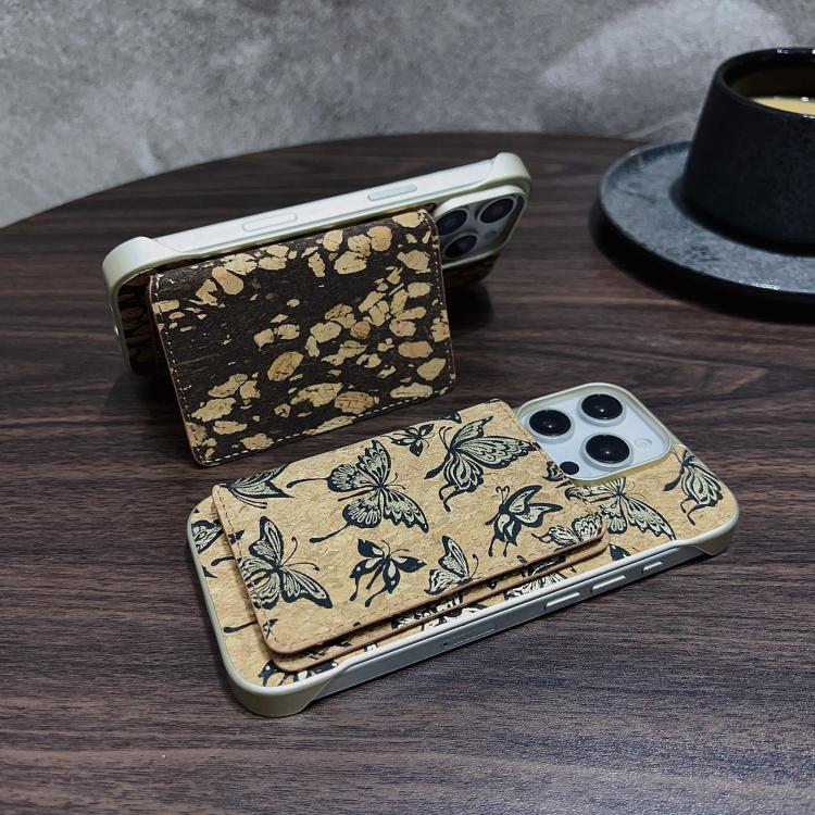 For iPhone 14 Pro Max Denior D24 Paint MagSafe Card Slot Phone Case(Yellow Wood Grain)