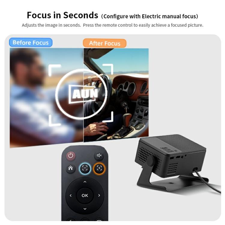 AUN A32 1280x720P 200ANSI D3100 CPU WIFI Display Smart Projector, AU Plug(Black)