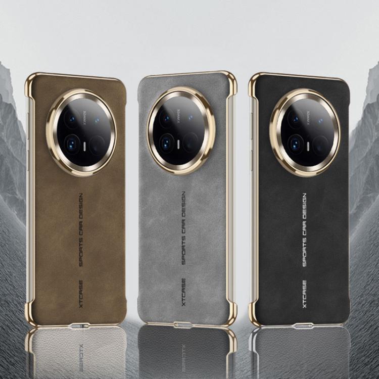 For Huawei Mate 70 GKK Borderless Electroplated Leather Magsafe Phone Case(Matte Grey)