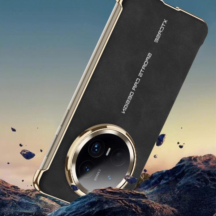 For Huawei Mate 70 GKK Borderless Electroplated Leather Magsafe Phone Case(Matte Black)
