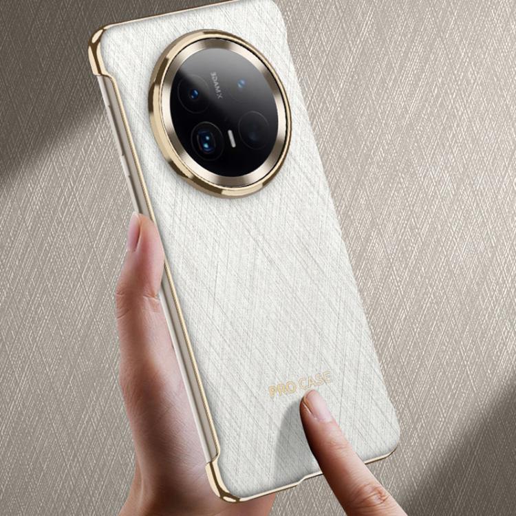 For Huawei Mate 70 Pro+ GKK Borderless Electroplated Leather Magsafe Phone Case(Silver Brocade Grey)