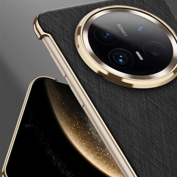 For Huawei Mate 70 Pro+ GKK Borderless Electroplated Leather Magsafe Phone Case(Silver Brocade Grey)