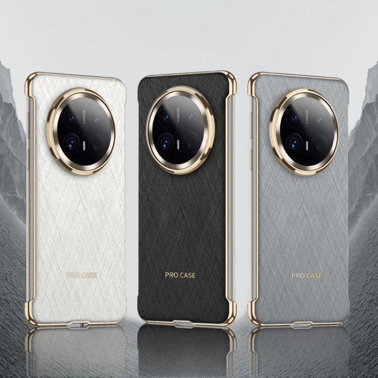 For Huawei Mate 70 Pro+ GKK Borderless Electroplated Leather Magsafe Phone Case(Silver Brocade White)