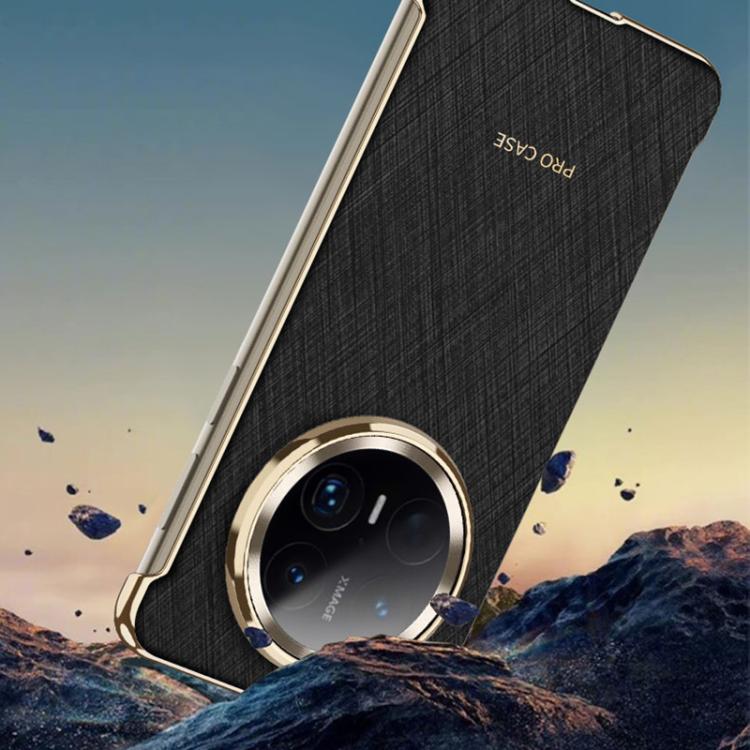 For Huawei Mate 70 Pro+ GKK Borderless Electroplated Leather Magsafe Phone Case(Silver Brocade White)