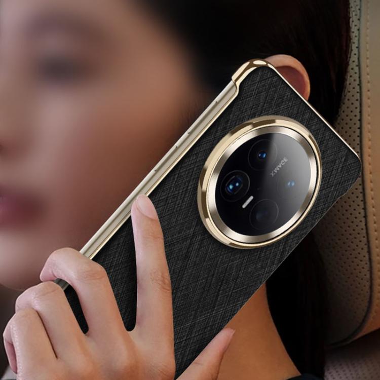 For Huawei Mate 70 Pro+ GKK Borderless Electroplated Leather Magsafe Phone Case(Silver Brocade Black)
