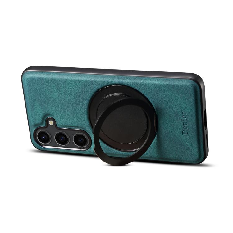 For Samsung Galaxy S25 5G Denior A14 Skin Feel Rotating Holder MagSafe Phone Case(Blue)