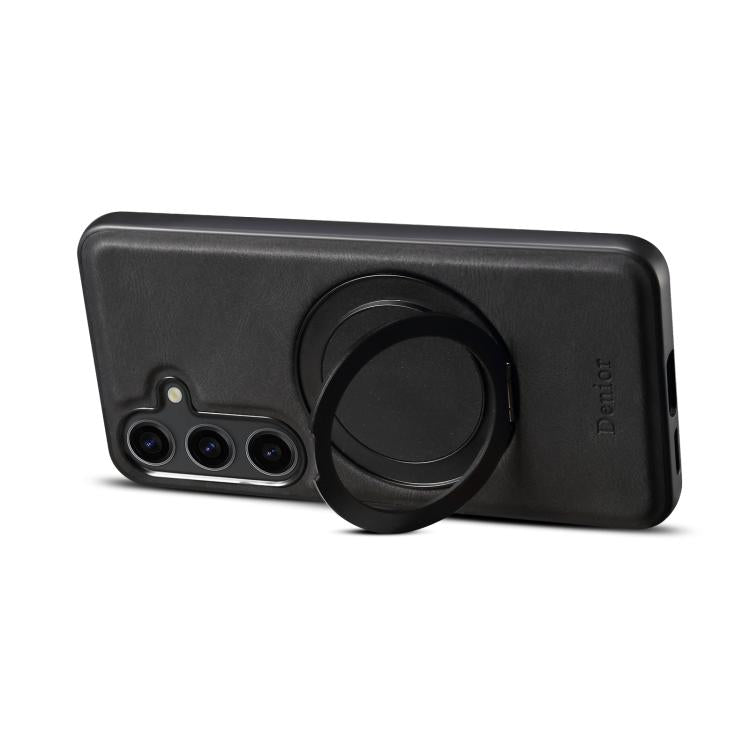 For Samsung Galaxy S25 5G Denior A14 Skin Feel Rotating Holder MagSafe Phone Case(Black)