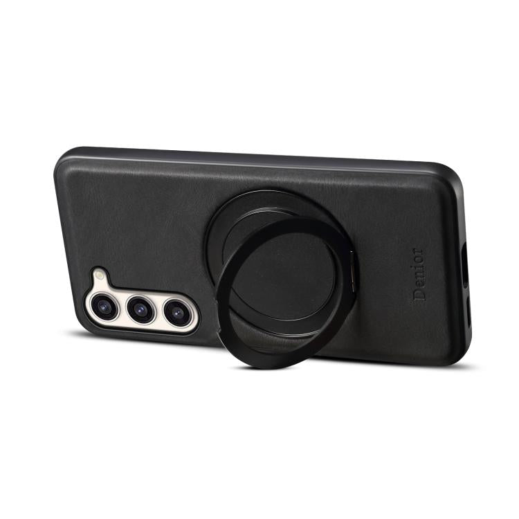 For Samsung Galaxy S23+ 5G Denior A14 Skin Feel Rotating Holder MagSafe Phone Case(Black)