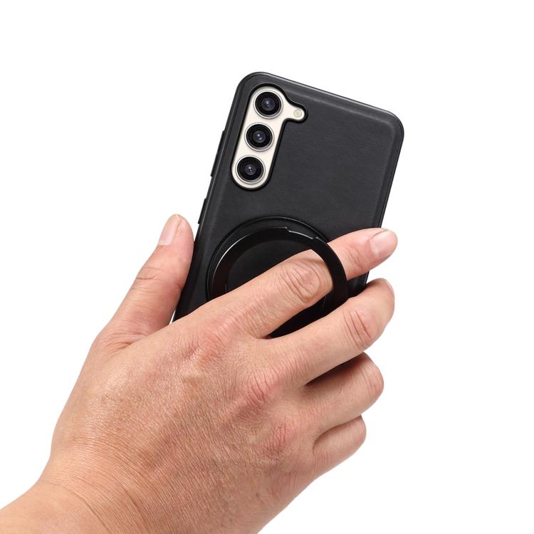 For Samsung Galaxy S23+ 5G Denior A14 Skin Feel Rotating Holder MagSafe Phone Case(Black)