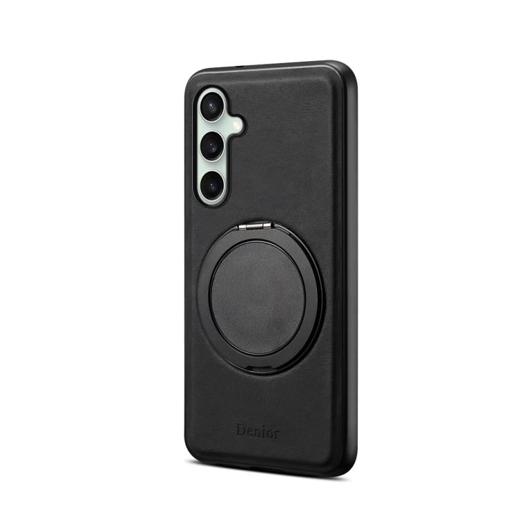 For Samsung Galaxy S24 FE 5G Denior A14 Skin Feel Rotating Holder MagSafe Phone Case(Black)
