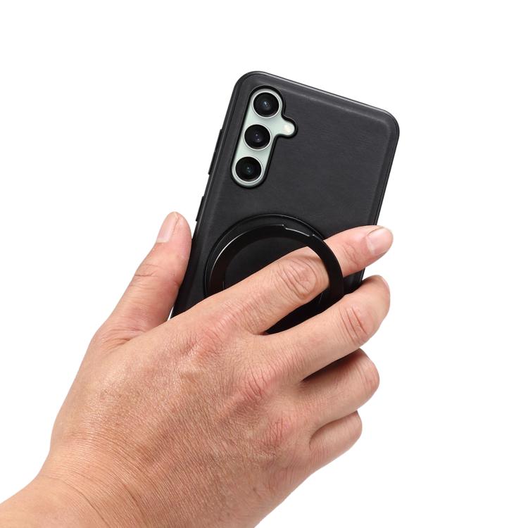 For Samsung Galaxy S24 FE 5G Denior A14 Skin Feel Rotating Holder MagSafe Phone Case(Black)
