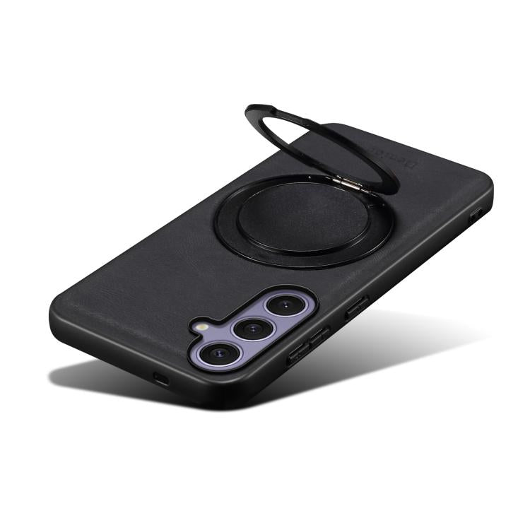 For Samsung Galaxy S24+ 5G Denior A14 Skin Feel Rotating Holder MagSafe Phone Case(Black)