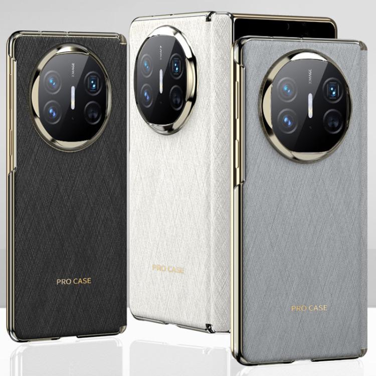 For Huawei Mate X6 GKK Ultrathin Hinge Leather Magsafe Phone Case(Silver Brocade White)