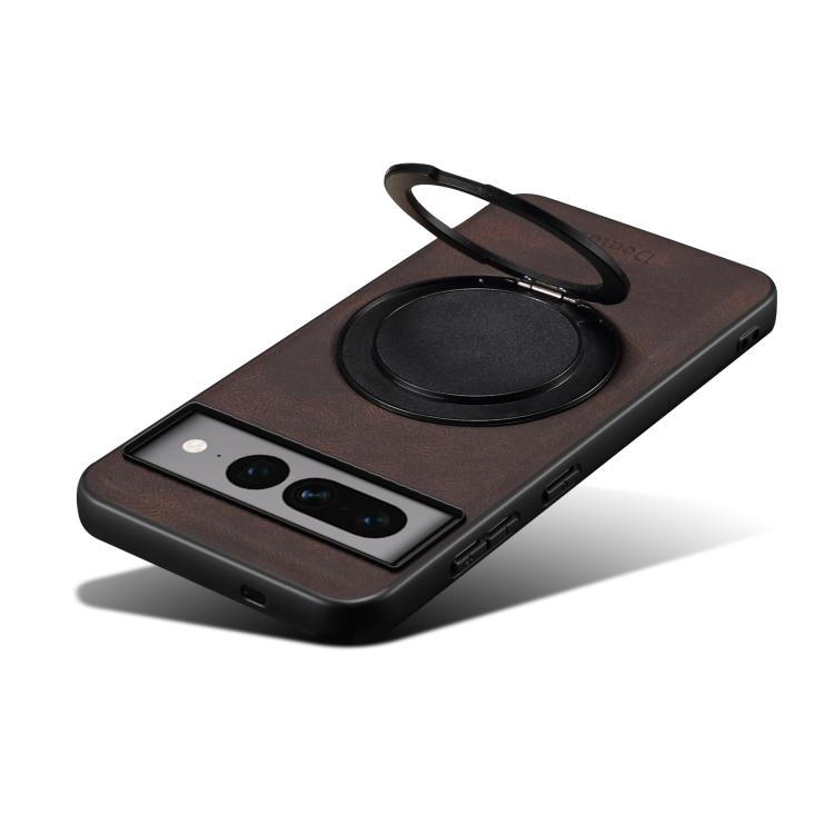For Google Pixel 7 Pro Denior A14 Skin Feel Rotating Holder MagSafe Phone Case(Brown)