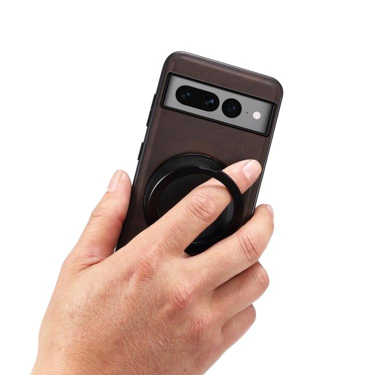For Google Pixel 7 Pro Denior A14 Skin Feel Rotating Holder MagSafe Phone Case(Brown)