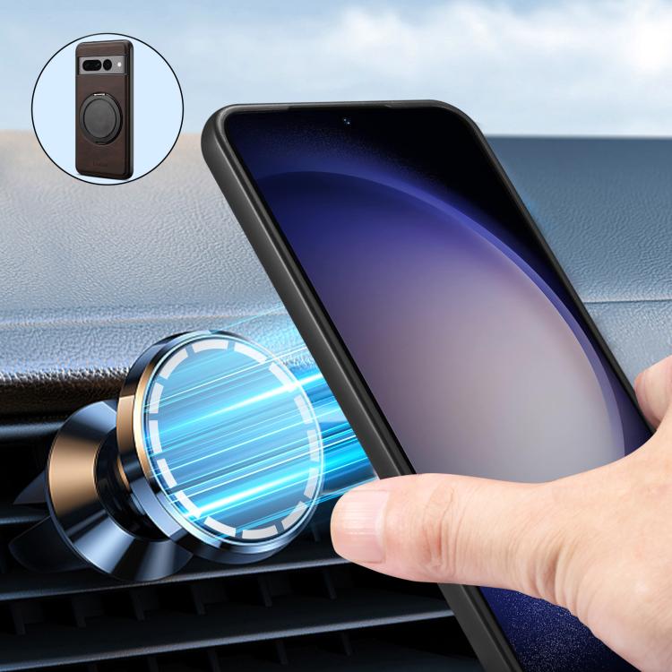 For Google Pixel 7 Pro Denior A14 Skin Feel Rotating Holder MagSafe Phone Case(Brown)