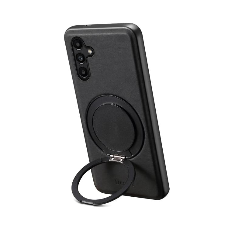 For Samsung Galaxy A15 5G Denior A14 Skin Feel Rotating Holder MagSafe Phone Case(Black)