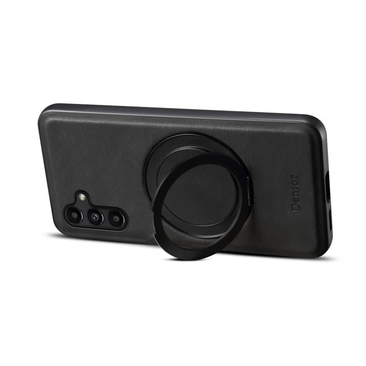 For Samsung Galaxy A15 5G Denior A14 Skin Feel Rotating Holder MagSafe Phone Case(Black)