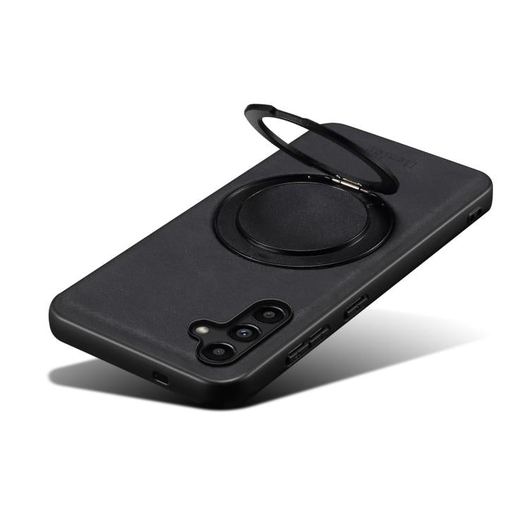 For Samsung Galaxy A15 5G Denior A14 Skin Feel Rotating Holder MagSafe Phone Case(Black)