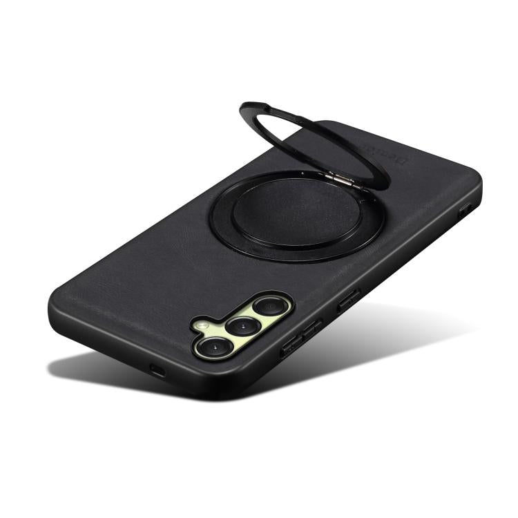 For Samsung Galaxy A16 5G Denior A14 Skin Feel Rotating Holder MagSafe Phone Case(Black)