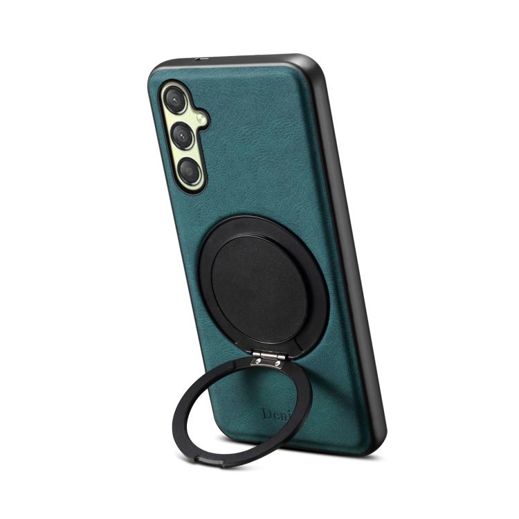 For Samsung Galaxy A25 5G Denior A14 Skin Feel Rotating Holder MagSafe Phone Case(Blue)