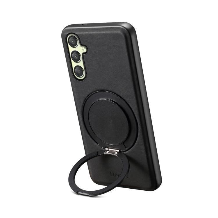 For Samsung Galaxy A25 5G Denior A14 Skin Feel Rotating Holder MagSafe Phone Case(Black)