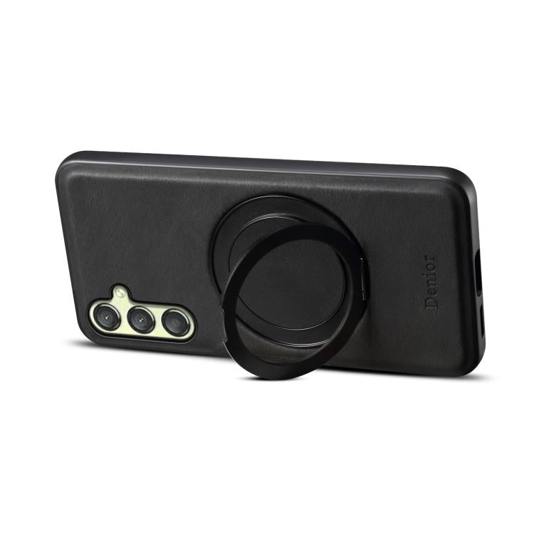 For Samsung Galaxy A25 5G Denior A14 Skin Feel Rotating Holder MagSafe Phone Case(Black)