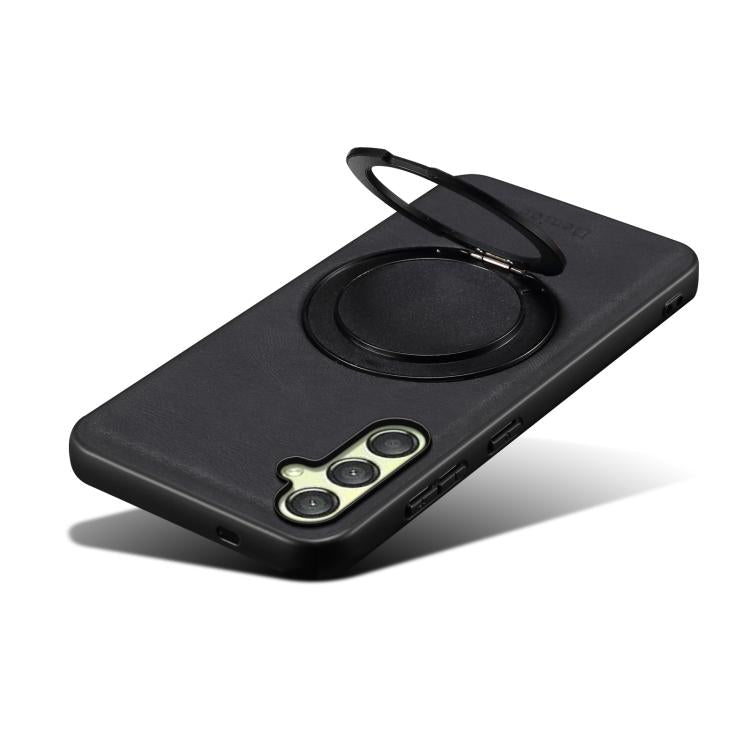 For Samsung Galaxy A25 5G Denior A14 Skin Feel Rotating Holder MagSafe Phone Case(Black)