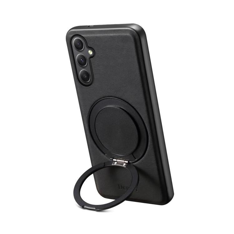For Samsung Galaxy A35 5G Denior A14 Skin Feel Rotating Holder MagSafe Phone Case(Black)
