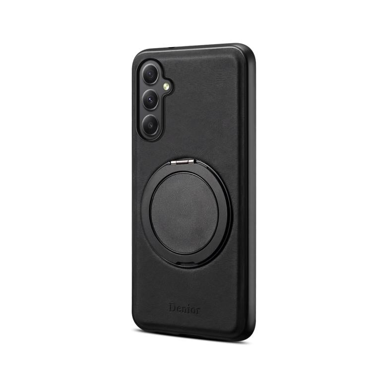 For Samsung Galaxy A35 5G Denior A14 Skin Feel Rotating Holder MagSafe Phone Case(Black)