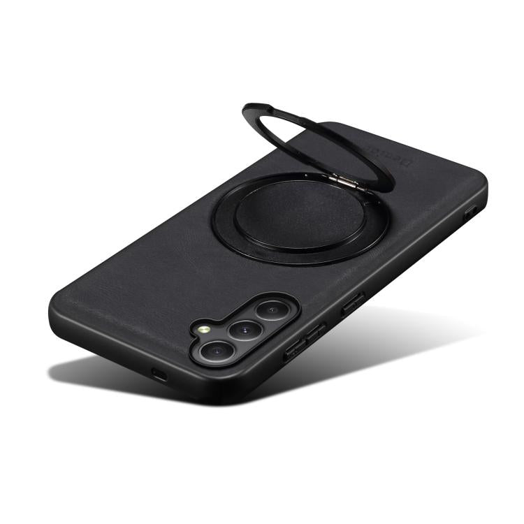 For Samsung Galaxy A35 5G Denior A14 Skin Feel Rotating Holder MagSafe Phone Case(Black)