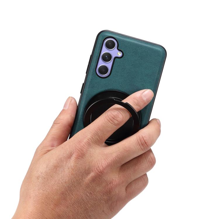 For Samsung Galaxy A55 5G Denior A14 Skin Feel Rotating Holder MagSafe Phone Case(Blue)