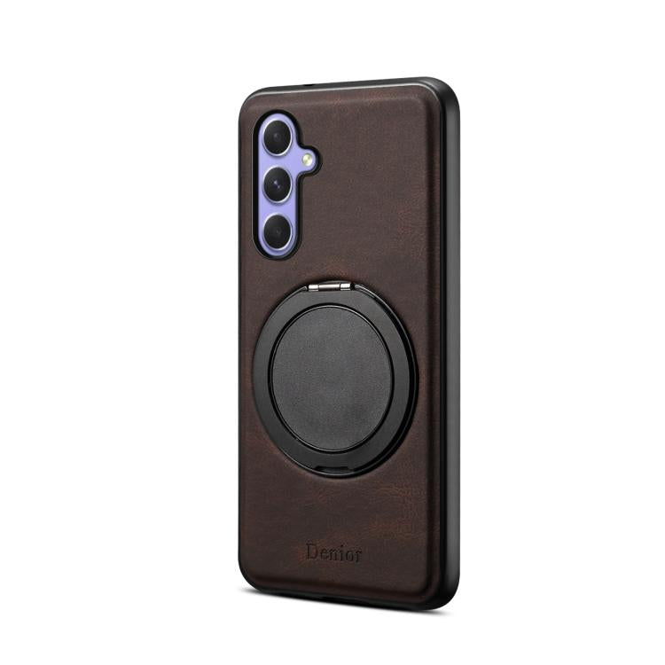 For Samsung Galaxy A55 5G Denior A14 Skin Feel Rotating Holder MagSafe Phone Case(Brown)