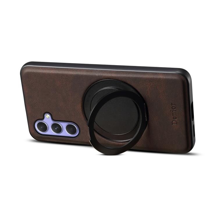 For Samsung Galaxy A55 5G Denior A14 Skin Feel Rotating Holder MagSafe Phone Case(Brown)