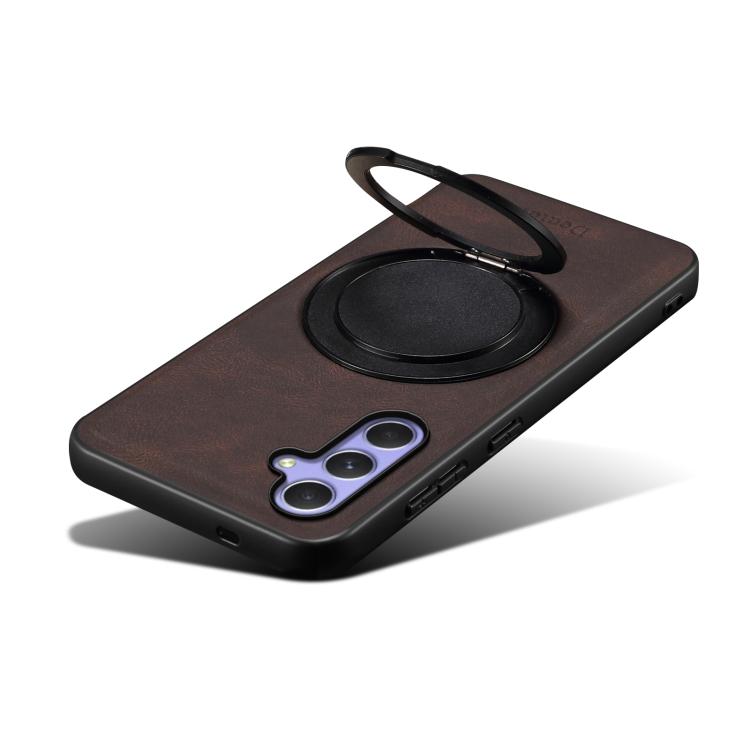 For Samsung Galaxy A55 5G Denior A14 Skin Feel Rotating Holder MagSafe Phone Case(Brown)